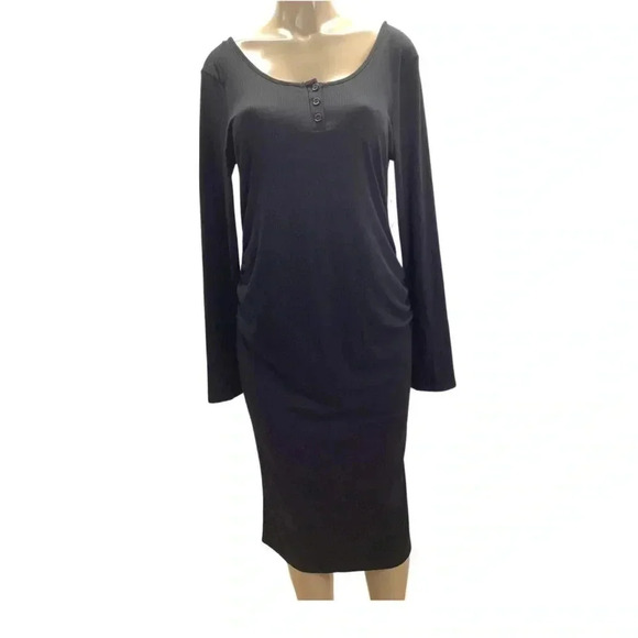 Derek Heart Ribbed Midi Maternity Black Dress Size Xtra Large New With Tags - Picture 1 of 6